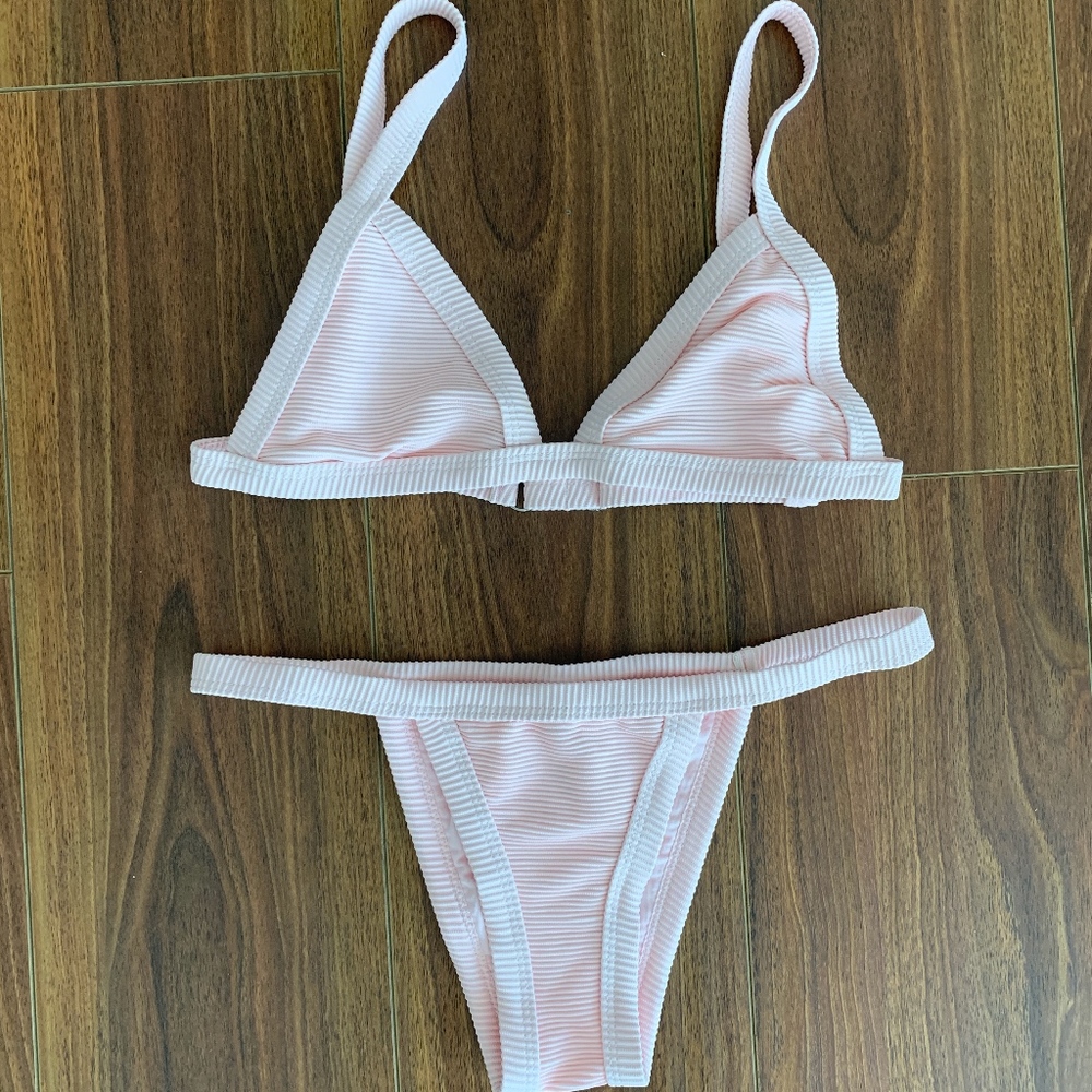 TWIIN Charli Ribbed Micro Bikini Pink Sz XS